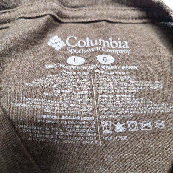 Columbia Tee Shirt Brown PNW Mountain Mens Large Pacific North West Short Sleeve - Picture 4 of 6